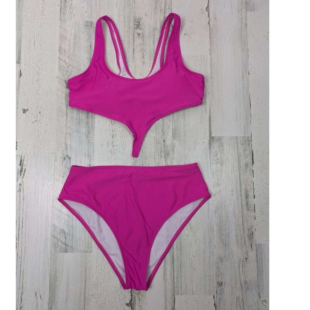 Pink High Waisted Bikini Set